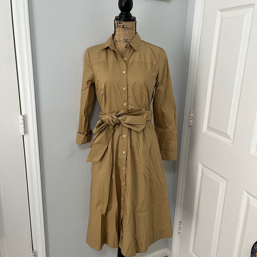 J. Crew || Khaki Button Down Midi Dress